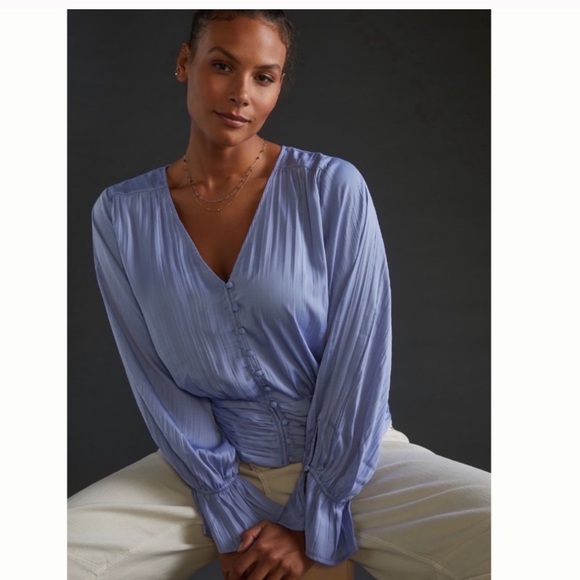 NWT Anthropologie Silky Smoked Sensual Plunge Blouse size S - Picture 5 of 7